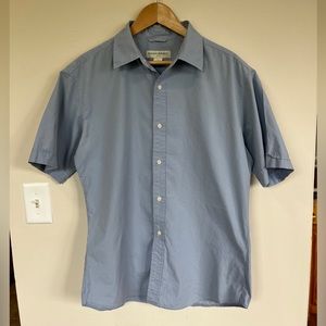 Banana Republic Mens Dress Shirt Slim Fit XL Blue Short Sleeve 100% Cotton